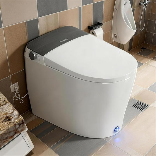 ‌VANCOCO Smart Toilets with Built-in Bidet,One-Piece Toilets with Toilet Bidet,Smart Toilets and Bidets with Night Light & Heated Seat,Warm Water Wash & Air Dryer