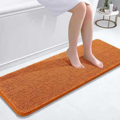 OLANLY Bathroom Runner Rugs 47x17, Extra Soft Absorbent Chenille Bath Rugs | Clay, Quick-Drying Rubber Backing, Machine Washable Long Bath Mat for Bathroom Floor, Tub and Shower, Home Decor Accessories