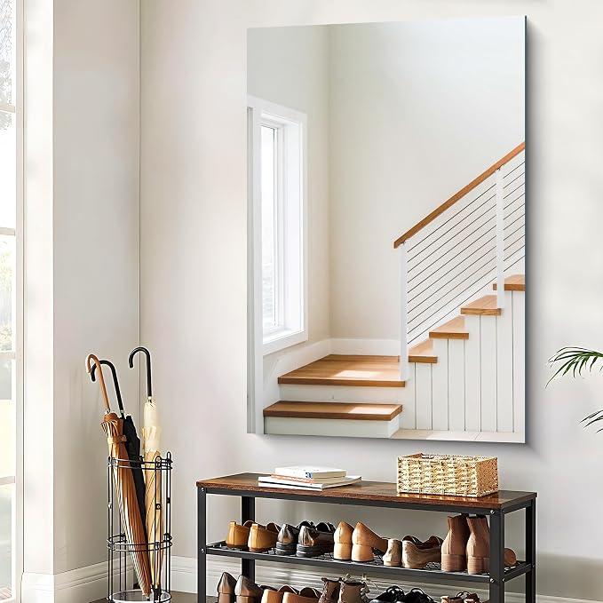 CILIBER Frameless Mirror, 55x36 Mirrors for Wall, Large Bathroom Mirror for Over Sink, Rectangle Frameless Vanity Mirror with Polished Edge, 3mm Tempered Glass, Hangs Horizontally or Vertically