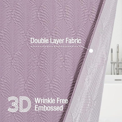 72x78 Long Shower Curtain, Lavender 3D Embossed Half Bath Curtain | Long Lavender Shower Curtain for Bathroom, 3D Embossed Textured Farmhouse Fabric Hotel Bathroom Decor, 72x78