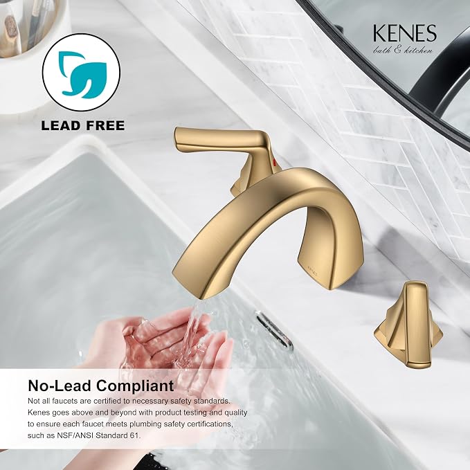 Champagne Bronze Bathroom Faucet 3 Hole, Widespread Bathroom Faucet | Bathroom Vanity Faucet with Pop Up Drain & Supply Lines, Lead-Free cUPC & NSF Certified, 8 Inch Faucet for Vanity RV Sink