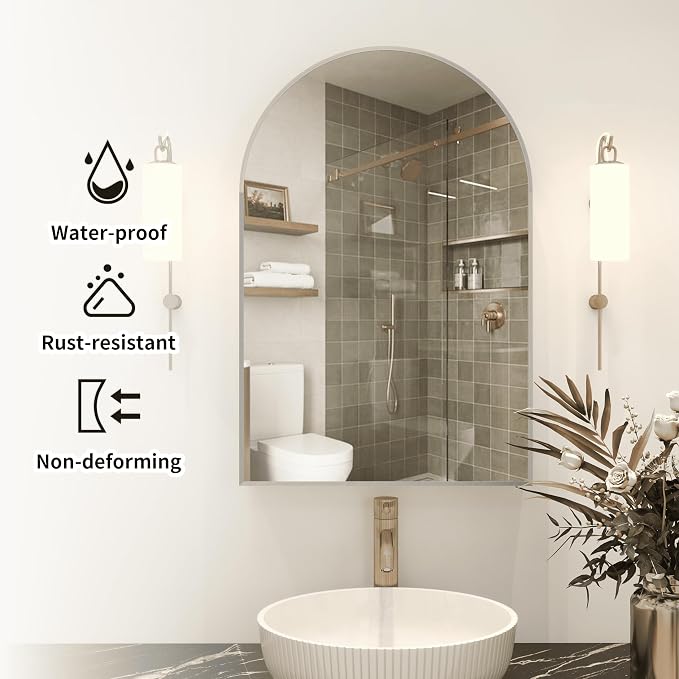 FKWin Medicine Cabinet Mirror, Wall Mount Storage for Luxury Bathrooms | Large Medicine Cabinet, Master Bathroom, Adjustable Shelves, Reversible Door, Modern Bathroom Style