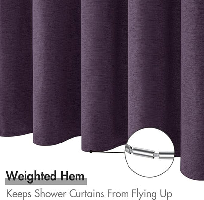 MIULEE Linen Fabric Shower Curtain Purple W72*L72 12 Metal Hooks | Modern, Heavy Duty, Curtain Set, Waterproof Thick Cloth Shower Curtains, Bathroom Bathtub, Washable