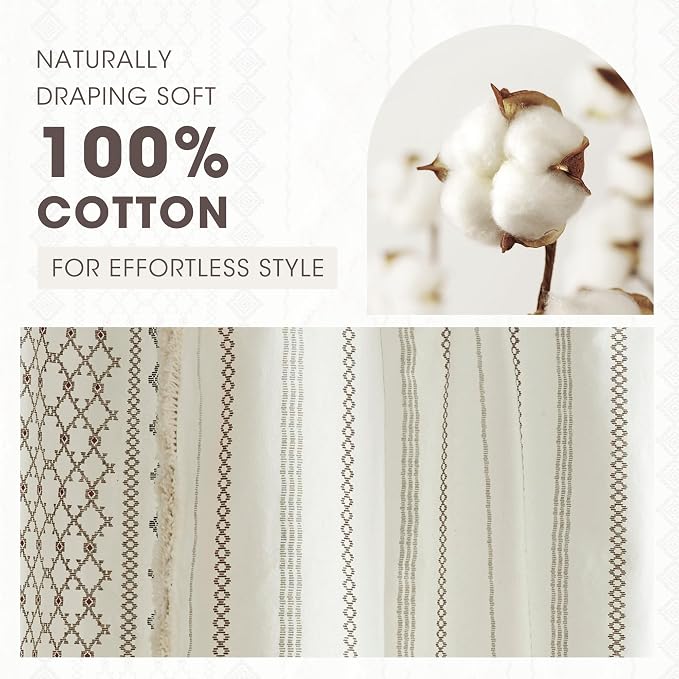INK+IVY Imani Tufted Chenille 100% Cotton Shower Curtains Machine Washable, Modern Home Bathroom Décor Bathtub Privacy Screen, 72" W x 72" L, Ivory (Pack of 4)