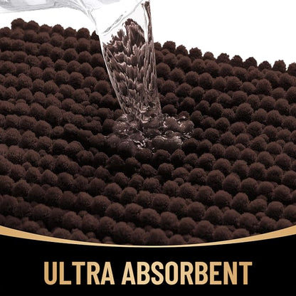 OLANLY Thick Chenille Large Bathroom Rugs 40x32, Absorbent Bath Mat, Brown | Soft Bath Rugs, Rubber Backing, Machine Wash Dry, Bath Mats for Bathroom, Tub and Shower, Home Decor Accessories