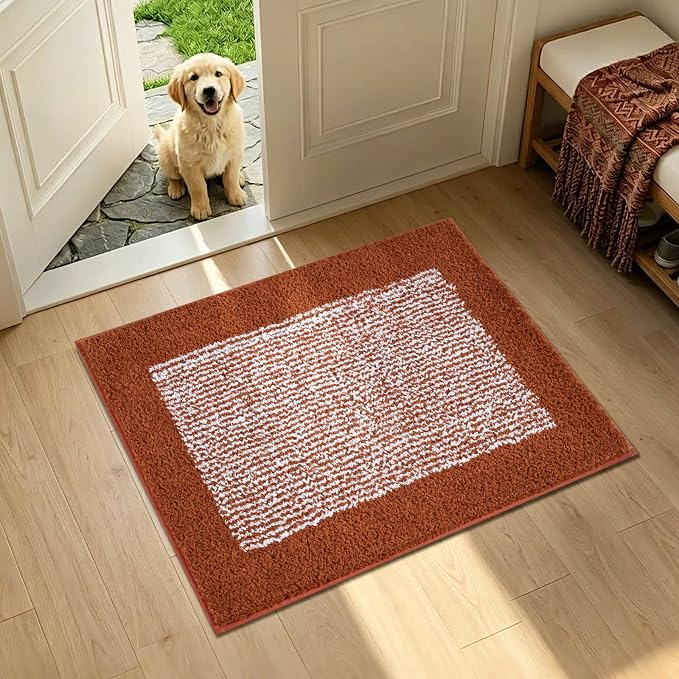 Bathroom Rugs 24x17 Non Slip Washable, Bath Mat for Bathroom Floor Tub, Soft Absorbent Quick Dry Mats for Shower, Bathtub,Home Decor(Coral Orange)
