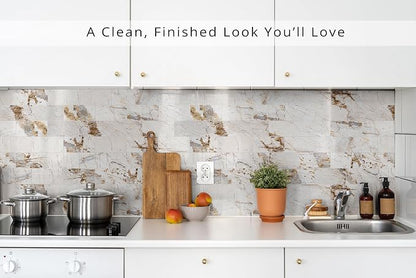 StyloVue 100 Pieces Peel and Stick Backsplash for Kitchen, 3" x 6" PVC Subway Tile, 2026 Upgraded Ivory Calacatta Marble Look with Gold Veining, Glossy Finish, Stick on Tile for Kitchen, Fireplace, RV