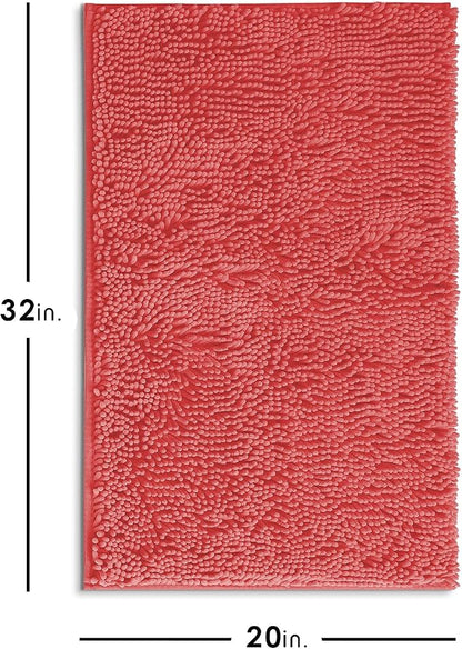 Hearth & Harbor Bathroom Rugs, Chenille Bath Mat - Machine Washable Bath Mats for Bathroom Non-Slip Backing Rubber, Quick Dry Bathroom Mat - Rose Bath Rug, 20x32