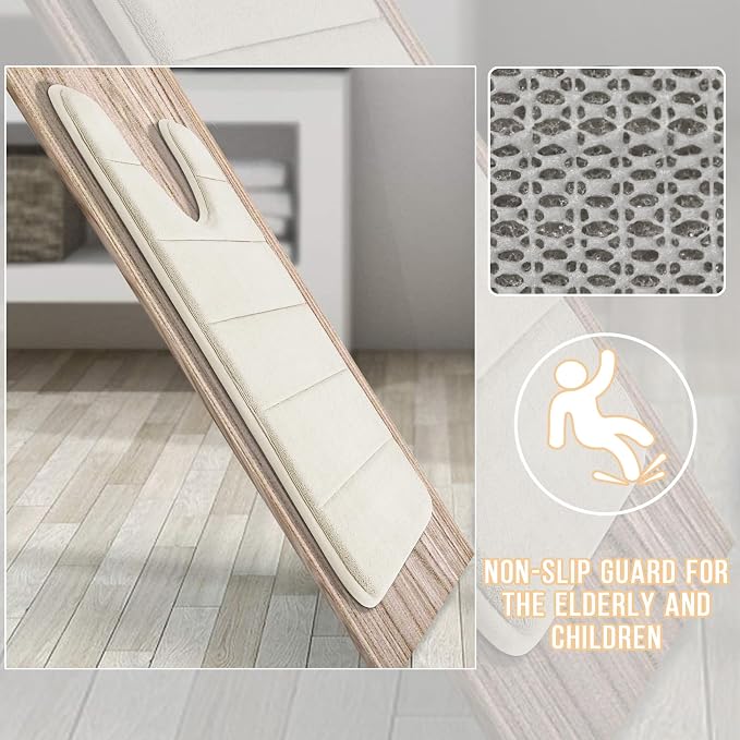 Yimobra Memory Foam Toilet Bath Mat U-Shaped, Commode Contour Rug, Soft and Comfortable, Super Water Absorbent, Non-Slip, Thick, Machine Wash Bathroom Commode Contour Rug, 24 X 20 Inches, Cream