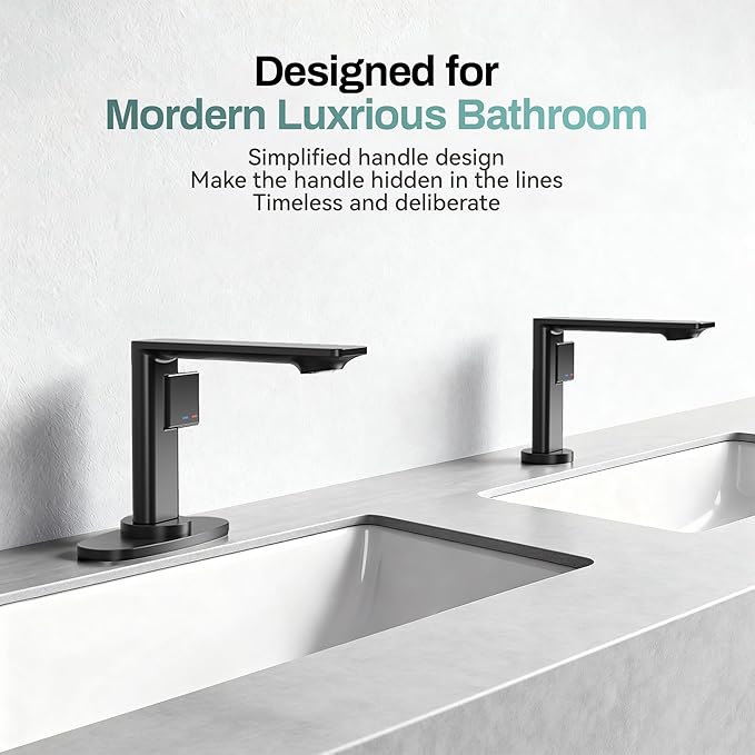 Black Bathroom Faucets 1 Hole 2 Pack, Modern Bathroom Faucet Matte Black with1-Handle, Supply Valve Core, Ceramic Cartridge, Spot-Free & Anti-Splash Finish, Inlet Pipe, 5.3" Tall, Hassle-Free Install