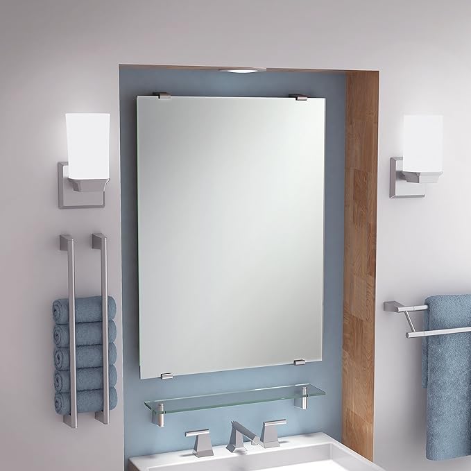 Gatco 4736 Bleu Glass Shelf, Satin Nickel/Wall Mounted 20.13" X 4.3" Tempered/Floating Rectangle Glass Shelf for Bathroom