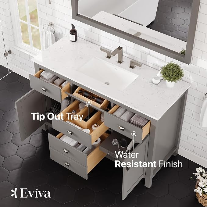 Artemis 48 in. Gray Single Sink Bath Vanity with Engineered Stone Top and Undermount Porcelain Sink