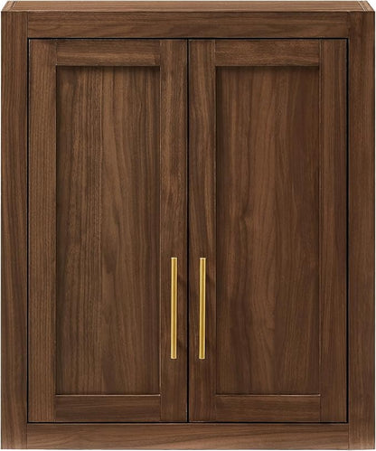 Crosley Furniture Savannah Wall Mounted Bathroom Storage Medicine Cabinet with Shelves, Walnut