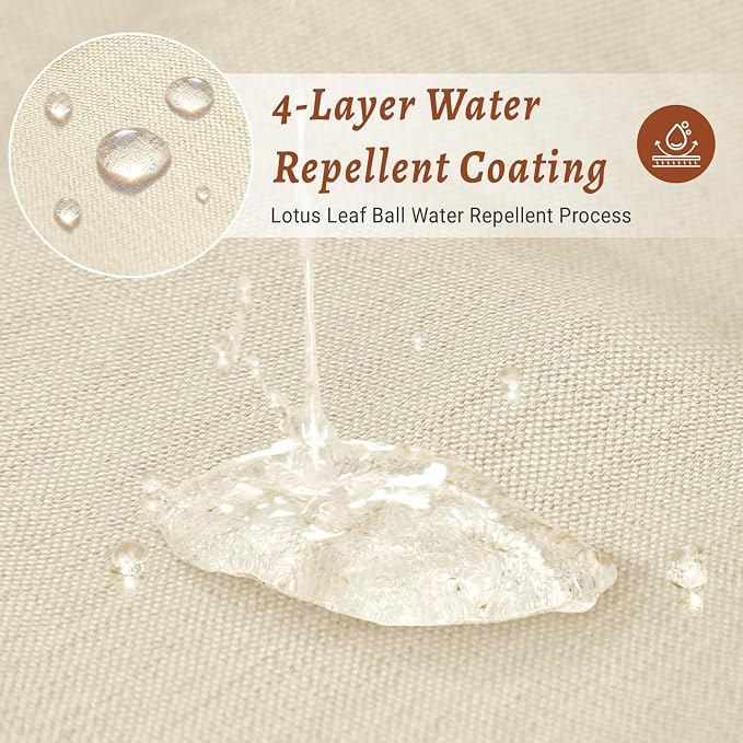 WONICY No Hook Linen Look Shower Curtain with Snap-in Liner, Cream, 71 x 77 | Ringless, Waterproof & Washable, Hotel Style, Mesh Top Window, Bottom Magnets, Thick, Farmhouse, for Bathroom