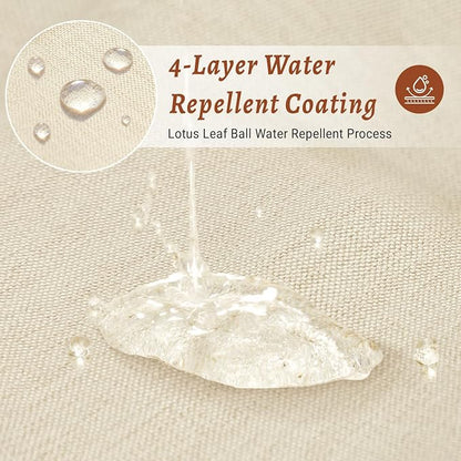 WONICY No Hook Linen Look Shower Curtain with Snap-in Liner, Cream, 71 x 77 | Ringless, Waterproof & Washable, Hotel Style, Mesh Top Window, Bottom Magnets, Thick, Farmhouse, for Bathroom