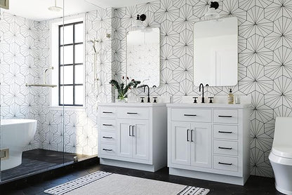 ARIEL Hepburn 36-inch Bathroom Vanity Base Cabinet,Solid Wood, 2 Soft Closing Doors, 5 Dovetail Drawers, White