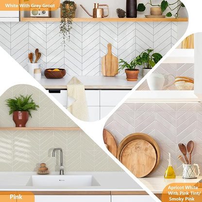 STICKGOO Herringbone Peel and Stick Backsplash Sample Kit, 6.3 x 4.9 in | Quarter-Size Color Samples, Preview the Look and Feel Before Buying, Multiple Colors, Thicker Vinyl, Kitchen/Bathroom