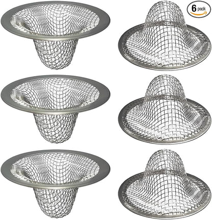 Seatery 1.0" Bathroom Sink Drain Strainers, 6PCS Drain Hair Catchers for Laundry, Mop Pool, Utility, Slop, RV Sink, Stainless Steel Drain Filter