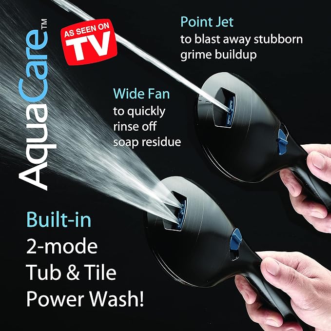 AquaCare 50-mode High Pressure 7 inch Shower Head Combo w/Dual Power Wash | Hygienic Jets, 2-mode Handheld Power Wash for Tub, Tile & Pets, Long 6 ft. Stainless Steel Hose, Extra Wall Bracket / Bronze