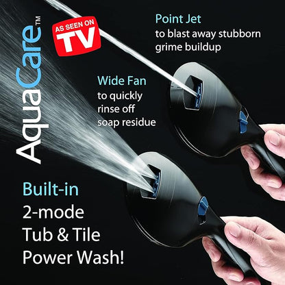 AquaCare 50-mode High Pressure 7 inch Shower Head Combo w/Dual Power Wash | Hygienic Jets, 2-mode Handheld Power Wash for Tub, Tile & Pets, Long 6 ft. Stainless Steel Hose, Extra Wall Bracket / Bronze