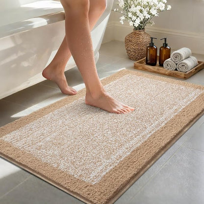 48x24 Long Bathroom Rugs Washable Non Slip, Beige Bath Mat for Bathroom Floor Tub, Soft Absorbent Quick Dry Mats for Shower,Bathtub,Home Decor