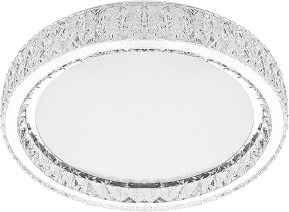 LamQee Crystal Flush Mount Ceiling Light Fixture, Dimmable LED Modern Close to Ceiling Light, Hallway Light Fixtures Round Ceiling Chandelier for Bedroom Kitchen Bathroom Closet Dining Room 13.78 inch
