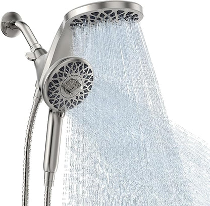 High Pressure Rain Shower Head with Handheld Spray Combo | Detachable Dual Shower Head with 10 Sprays Modes - Upgrade Knob Spray Mode Selector and Magnetic Guidance Docking System