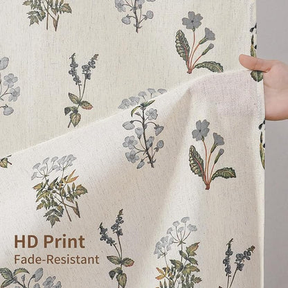 Colorful Star Farmhouse Grey Floral Linen Shower Curtain, 72" W x 84" L | Vintage Boho Shower Curtain for Bathroom, French Country Pattern Waterproof Bathroom Curtains with 12 Clear Hooks