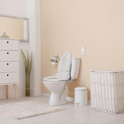 SmartBidet® SB-100R Electric Smart Bidet Seat for Elongated Toilets with Remote Control, Stainless Steel Nozzle with Removable Nozzle Cap, Slim