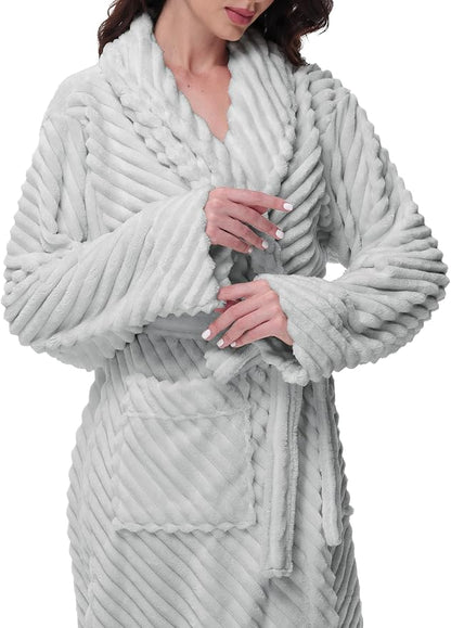Yurhap Premium Robes for Women - Super Soft Cozy Fleece Womens Robe Plush Long Bathrobe