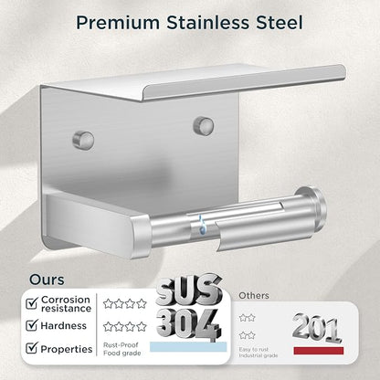 FORIOUS Bathroom Accessories, 5-Piece Bathroom Hardware Set - 24" Towel Bar | Brushed Nickel | Towel Hooks, Towel Racks for Bathroom, Toilet Paper Holder With Shelf, Towel Ring | SUS304 Stainless Steel