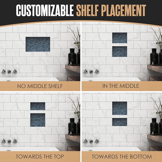 Shower Niche, Shower Niche Insert Tile Ready, 12x20 (13x21), Prefab Box | Houseables Recessed Bathroom Storage, Shelf Insert, Built In Wall Cubby, Recessed Shampoo Caddy, Inset Shelves, Tile Ready