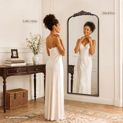 Micasso Bronze Full Length Mirror: 26''x63'' Large Vintage Floor Mirror | Baroque Long Body Mirror - Traditional Ornate Antique for Cloakroom/Dressing Room/Bedroom/Entryway - Ideal for Living Room
