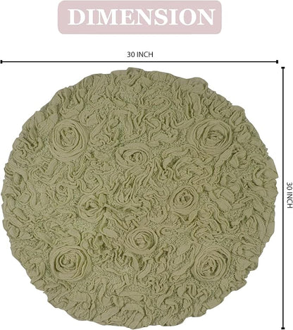 Home Weavers Bell Flower Collection 100% Cotton Tufted Bath Rugs, Extra Soft and Absorbent Bath Rugs, Non-Slip Bath Mats, Machine Washable, Bath Mats for Bathroom Floor and Tub, 30" Round, Green