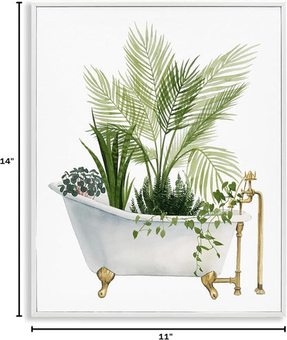 Vintage Tub Botanical, 11 x 14 Inch Framed Giclée Print | Stupell Industries · By Grace Popp · Ready to hang · Great for bathroom or laundry room · Made in USA
