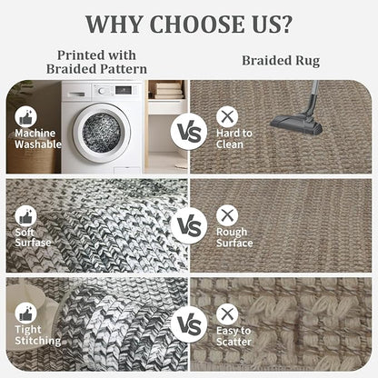 Modern Washable Rug 8x10 Rugs for Living Room Soft Bedroom Rug Grey Geometric Large Area Rug Non Slip Throw Rugs Non Shedding Stain Resistant Carpet for Nursery Dining Room 8'x10' Grey