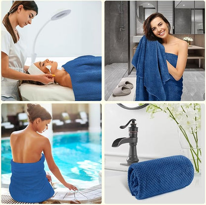 HOMEXCEL 6PK Bath Towel Set, 24x48 in, Absorbent&Quick Dry Towels for Hotel | Ultra Soft, Lightweight Towels for Bathroom, Spa and Beauty Parlor, Blue