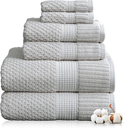 100% Cotton 6 Piece Bath Towel Set | Grey Towels | Oeko‑TEX Standard 100 | Soft & Absorbent, Quick‑Dry | Trinity Collection - Quiet Grey