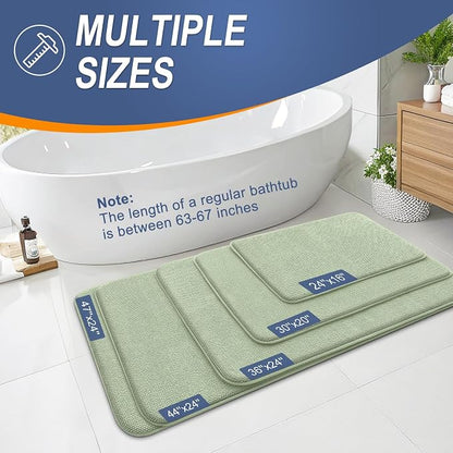 OLANLY Memory Foam Large Bathroom Rug 47x32, Absorbent Bath Mat, Sage Green | Soft Quick Dry Bath Rugs, Non-Slip Carpet, Machine Washable Mat for Bathroom Floor, Tub and Shower, Home Decor Accessories