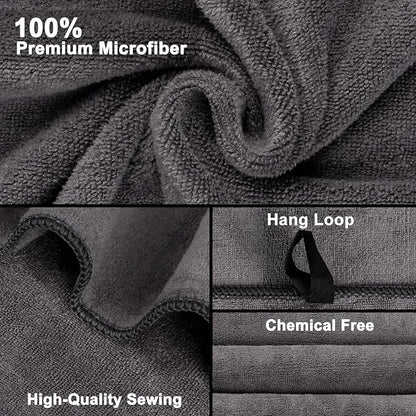 Orighty Bath Towels, Soft Feel Bath Towel, 4 Pack (27'' x 54'') | Highly Absorbent, Quick Drying Microfiber Towels for Body, Sport, Yoga, SPA, Fitness, Bathroom - Dark Grey