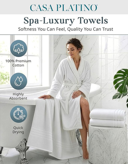 Casa Platino 100% Cotton 4 Pack Bath Sheets (36"x72") - Ring Spun Cotton - Extra Large Bath Towels Set - Quick Drying, Soft & Absorbent Oversized Bathroom Towel Sets - Hotel Quality - White Towels