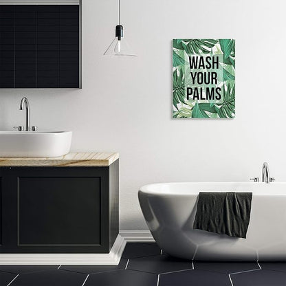Stupell Industries Bathroom Palm Phrase, 24 x 30 Inch Canvas Wall Art | Stupell Industries · By Lil' Rue · Ready to hang · Great for bath and laundry spaces · Made in USA