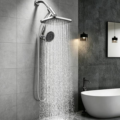 12 Inch High Pressure Rainfall Shower Head Combo,9 Settings Handheld Shower | Height/Angle Adjustable, 3 Spray Modes, Anti-leak, Built-in Magnetic Docking,Washing Jets,Holder, 59" Shower Hose, 1.75GPM