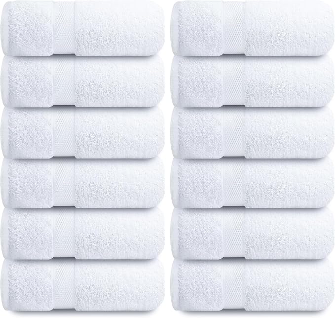 Infinitee Xclusives 100% Cotton Luxury Wash Cloths for Showering - 12 Pack | Washcloths [13x13] - Soft and Absorbent Face Towels for Bathroom Wash Clothes - Gym, Spa & Hotel Use