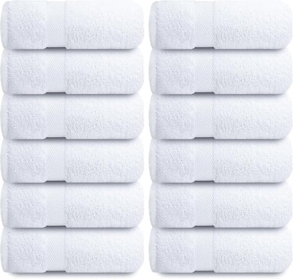 Infinitee Xclusives 100% Cotton Luxury Wash Cloths for Showering - 12 Pack | Washcloths [13x13] - Soft and Absorbent Face Towels for Bathroom Wash Clothes - Gym, Spa & Hotel Use