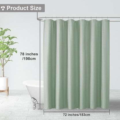 OVZME Berry Sage Green Shower Curtain, Embossed Textured Fabric Shower Curtain for Bathroom - Soft Cloth & Hotel Spa Luxury, Water Repellent, Machine Washable Long Shower Curtain, 72X78, Sage Green