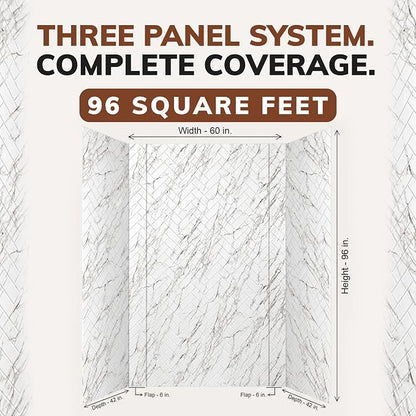 From Plain To Beautiful In Hours 133-640-HERR-KIT Herringbone Tile - Tub and Shower Wall Panels Surround (Covers/ 96 sq. ft.), Marble, 1 Piece