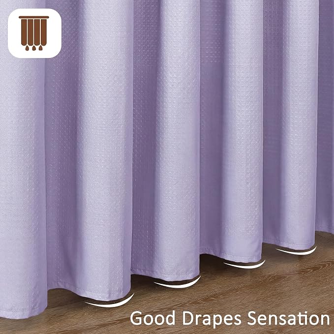 Shower Curtains for Bathroom, Waffle Embossed Textured Soft Fabric Hotel Shower Bath Curtain, Modern Polyester Water Repellent Machine Washable Bath Decor, Lavender, 72Wx72L Inches