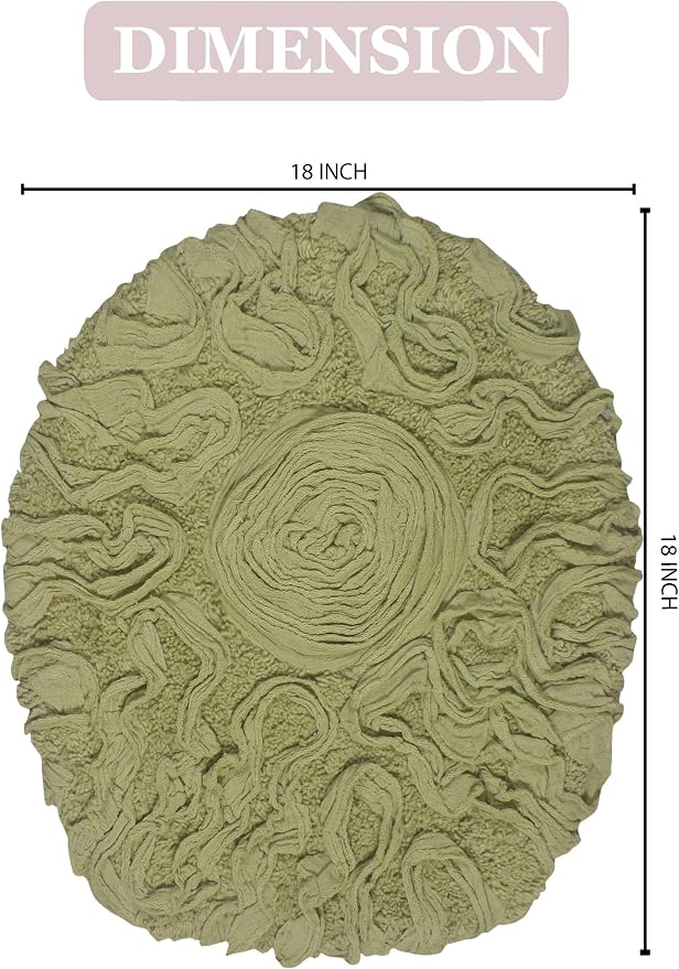 Home Weavers Bell Flower Toilet Lid Cover – 18"x18", 100% Cotton Tufted, Soft & Absorbent, Non-Slip, Machine Washable Bathroom Seat Cover, Green