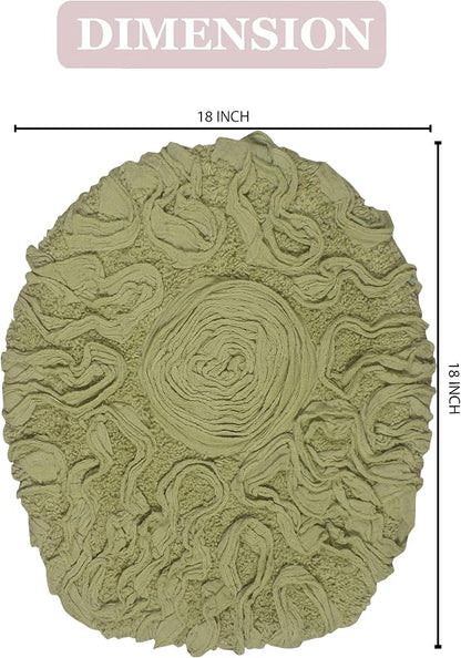 Home Weavers Bell Flower Toilet Lid Cover – 18"x18", 100% Cotton Tufted, Soft & Absorbent, Non-Slip, Machine Washable Bathroom Seat Cover, Green